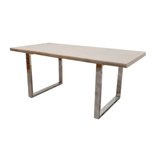 Freya 1.8 Dining Table Solid Light Pine wood with Chrome Metal Legs - Image 2