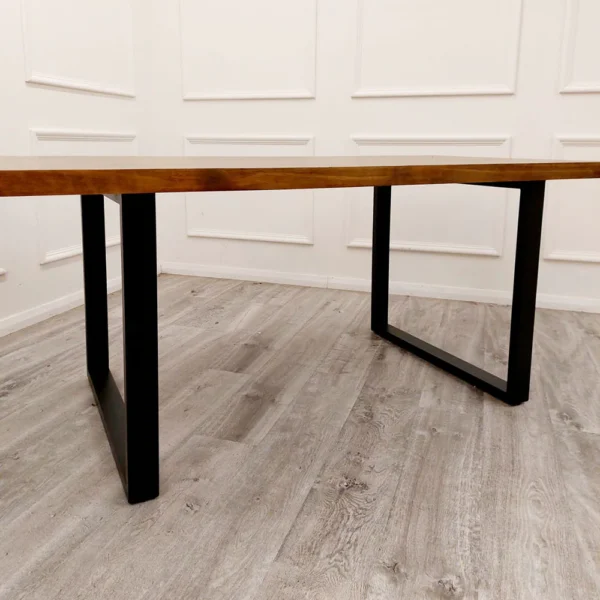 Freya 1.8 Dining Table Solid Dark Pine wood with Matt Black Metal Legs - Image 2