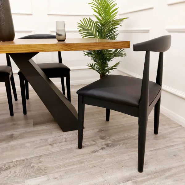 Furnish365 Elsa Wooden Wishbone Chair with Matt Black Seat - Image 2