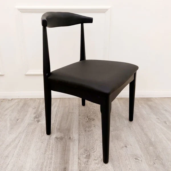 Furnish365 Elsa Wooden Wishbone Chair with Matt Black Seat - Image 3