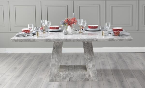 Hugo Grey Marble Dining Table And Chair Set - Image 2
