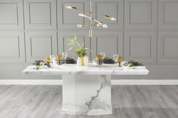 Athens White Marble Dining Table And Chair Set - Image 4