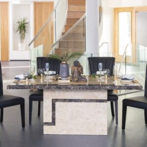 Venus Cream Marble 4/6 Seater Dining Table And Chair Set