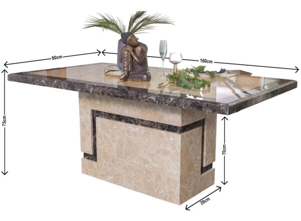Venus Cream Marble 4/6 Seater Dining Table And Chair Set - Image 5