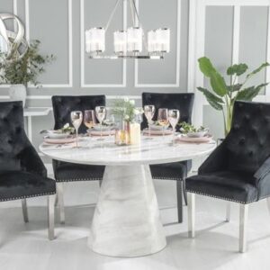 Cannes Marble 4 Seater Dining Table And Chair Set