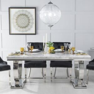 Welby Grey Marble 6 Seater Dining Table And Chairs