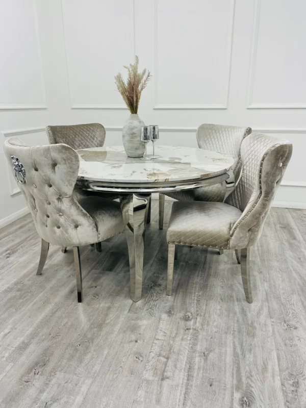 Louis Chrome Round Dining Table