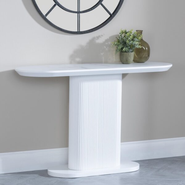 Mondrian White Melamine Top Oval Console Table
