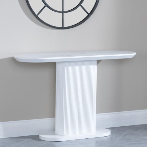 Mondrian White Melamine Top Oval Console Table - Image 2