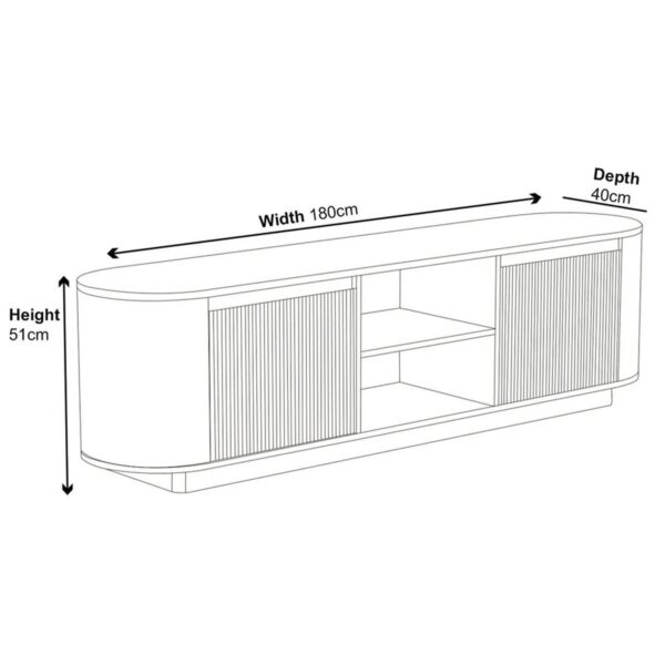 Mondrian White Melamine Top Curved Fluted TV Unit - Image 3
