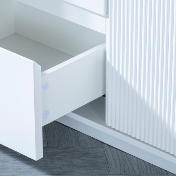 Mondrian White Melamine Top Curved Fluted Sideboard - Image 4