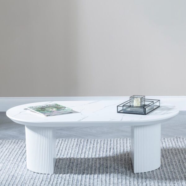 Mondrian White Melamine Top Oval Coffee Table - Image 2
