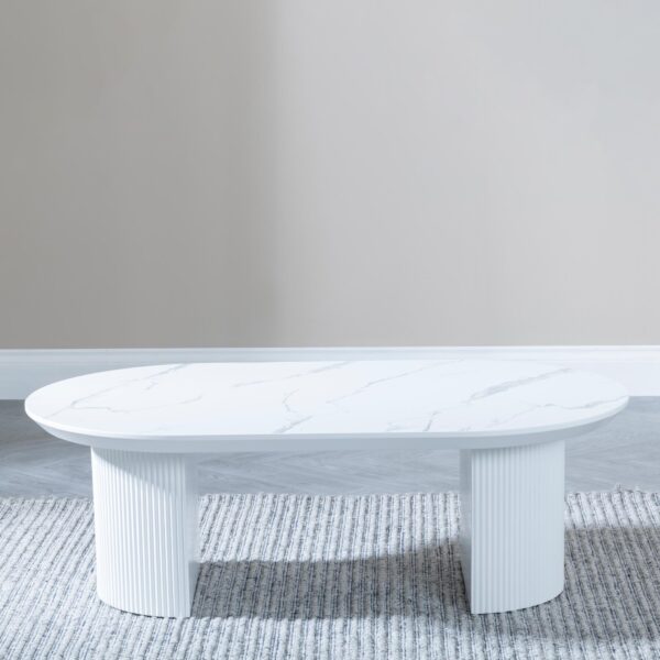 Mondrian White Melamine Top Oval Coffee Table - Image 3