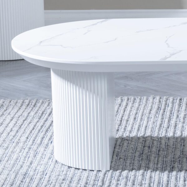 Mondrian White Melamine Top Oval Coffee Table - Image 4
