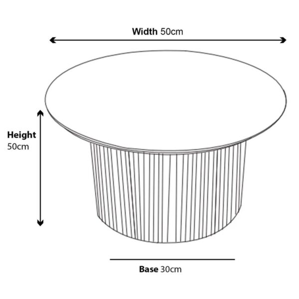 Renzo Oak Round End Table with Fluted Ribbed Drum Base - Image 3
