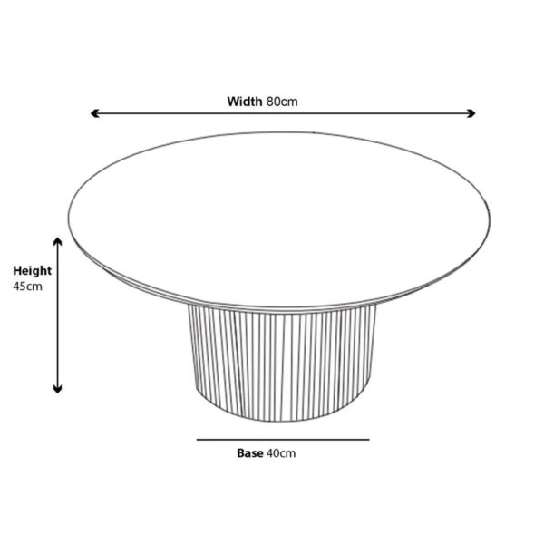 Renzo Oak Round Coffee Table with Fluted Ribbed Drum Base - Image 4