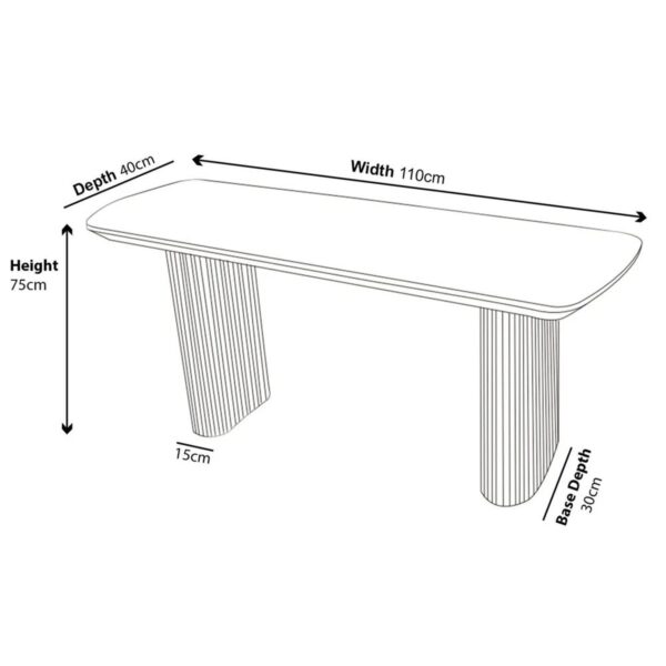 Renzo Oak Oval Console Table with Fluted Ribbed Double Pedestal Base - Image 4