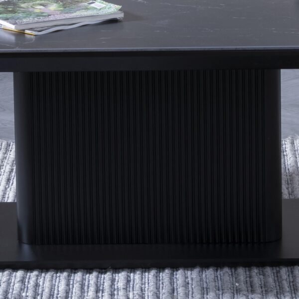 Dante Black Ceramic Fluted Coffee Table - Image 3