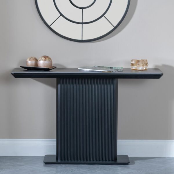 Dante Black Ceramic Fluted Console Table - Image 2