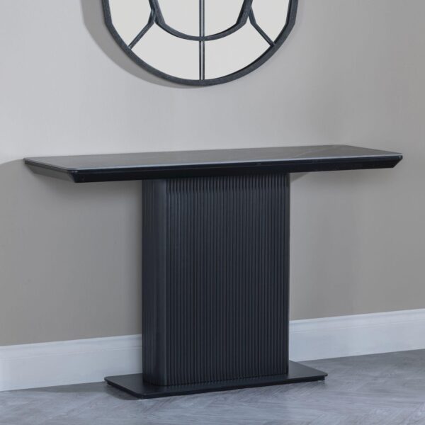 Dante Black Ceramic Fluted Console Table - Image 4