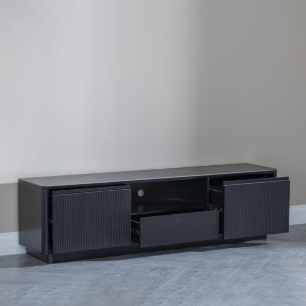 Dante Black Ceramic Fluted TV Unit - Image 2