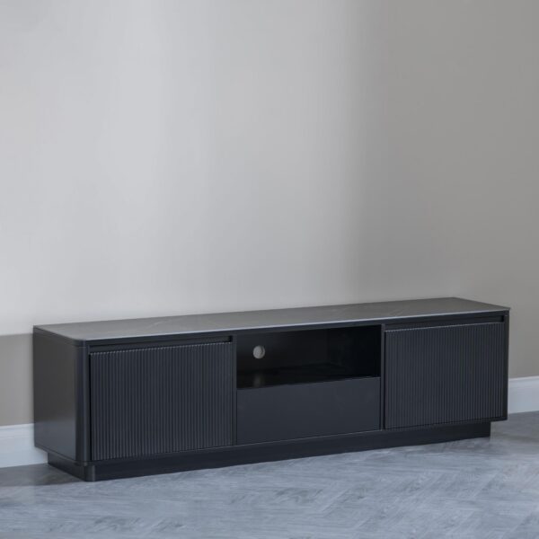 Dante Black Ceramic Fluted TV Unit - Image 3