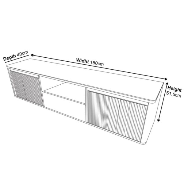 Dante Black Ceramic Fluted TV Unit - Image 4