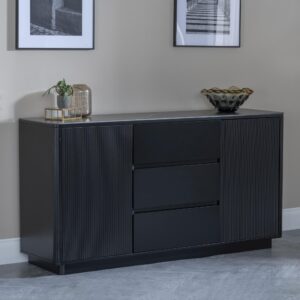Dante Black Ceramic Fluted Large Sideboard