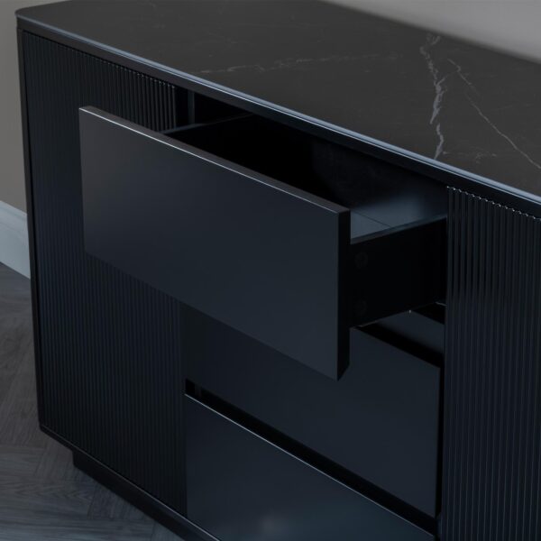 Dante Black Ceramic Fluted Large Sideboard - Image 4