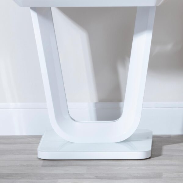 Alpen White Gloss Lamp Table with Glass Top - Image 3