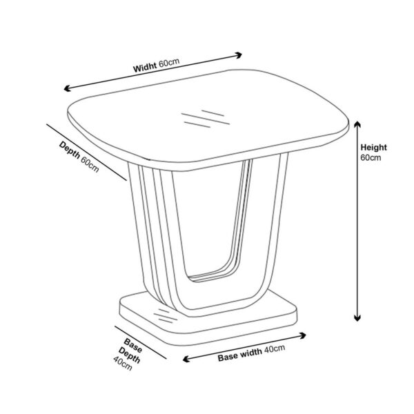 Alpen White Gloss Lamp Table with Glass Top - Image 4