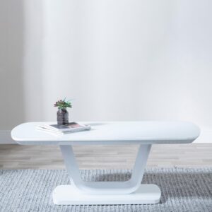 Alpen White Gloss Coffee Table with Glass Top