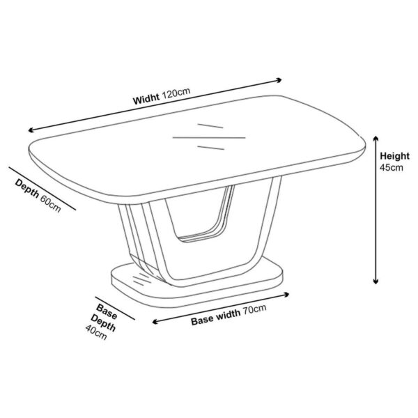 Alpen White Gloss Coffee Table with Glass Top - Image 2