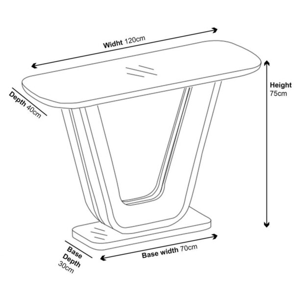 Alpen White Gloss Console Table with Glass Top - Image 3
