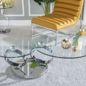 Virgo Swivel Glass Top Round Coffee Table