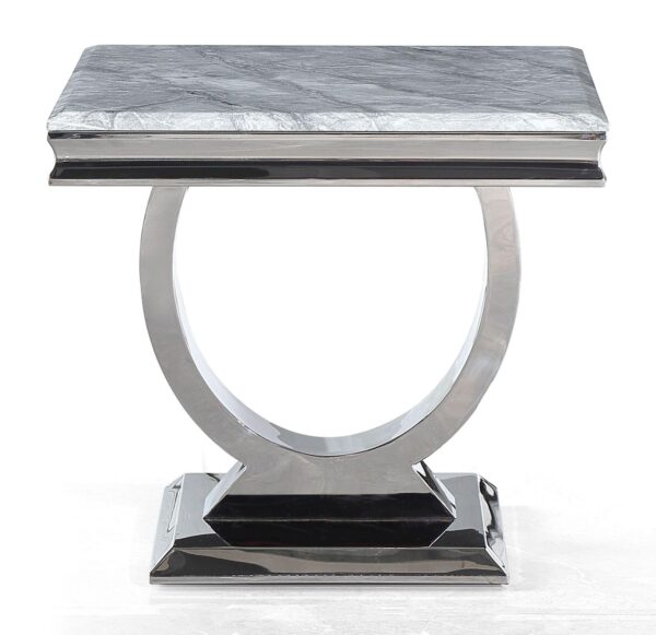 Welby Grey Marble and Chrome Side Table - Image 2
