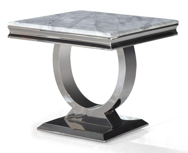 Welby Grey Marble and Chrome Side Table - Image 3