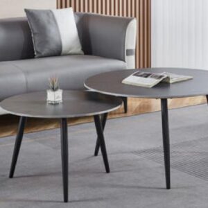 Sardinia White/Grey/Black Round Ceramic Coffee Table (Set of 2)