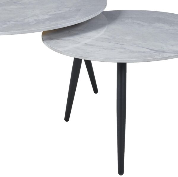 Sardinia White/Grey/Black Round Ceramic Coffee Table (Set of 2) - Image 3