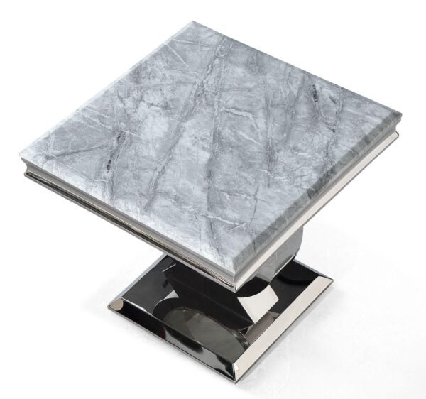 Welby Grey Marble and Chrome Side Table - Image 4