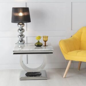 Welby Grey Marble and Chrome Side Table