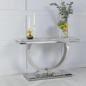 Welby Grey Marble and Chrome Console Table