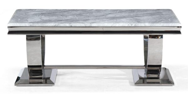 Welby Grey Marble and Chrome Coffee Table - Image 2