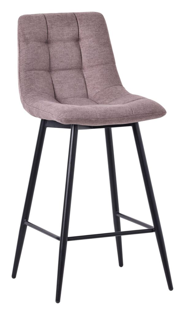 Elba Fabric High Back Barstool with Black Metal Legs - Image 4