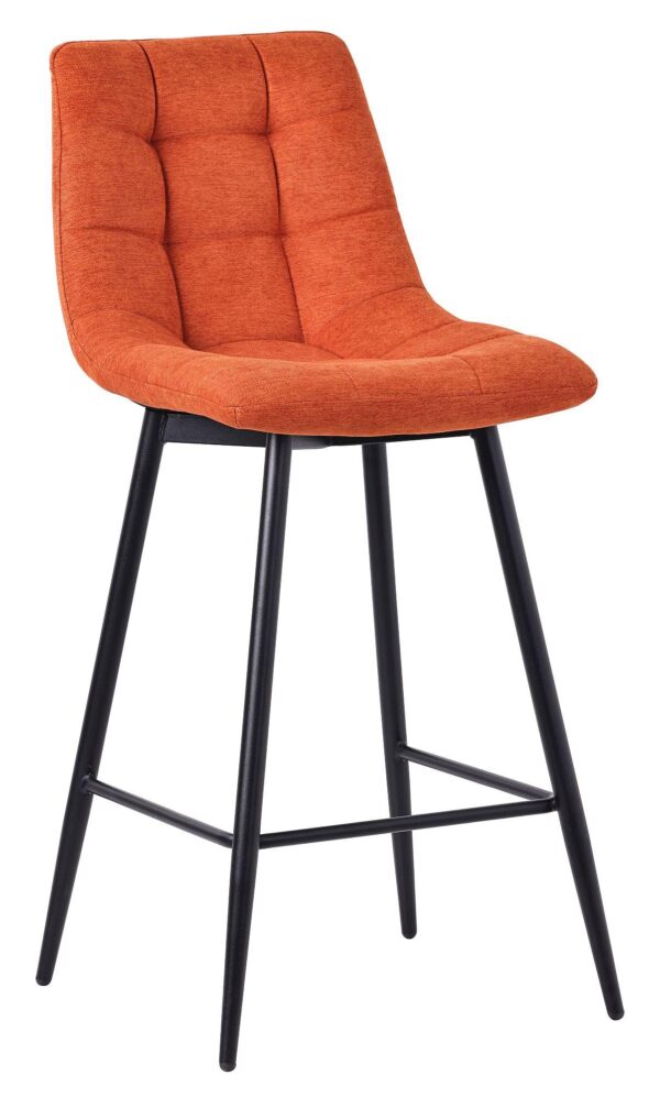 Elba Fabric High Back Barstool with Black Metal Legs - Image 5