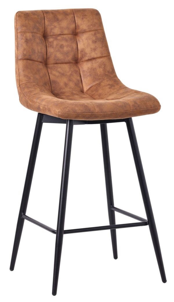 Elba Fabric High Back Barstool with Black Metal Legs - Image 7