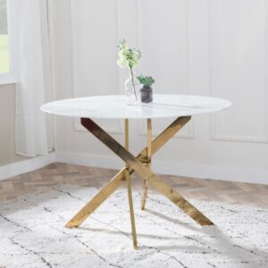 Sutton 110cm Gold Round Dining Table - Top Options Available