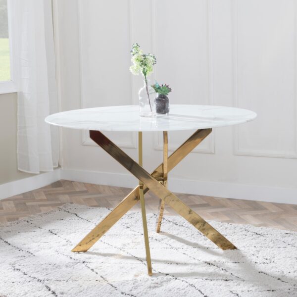 Sutton 110cm Gold Round Dining Table - Top Options Available