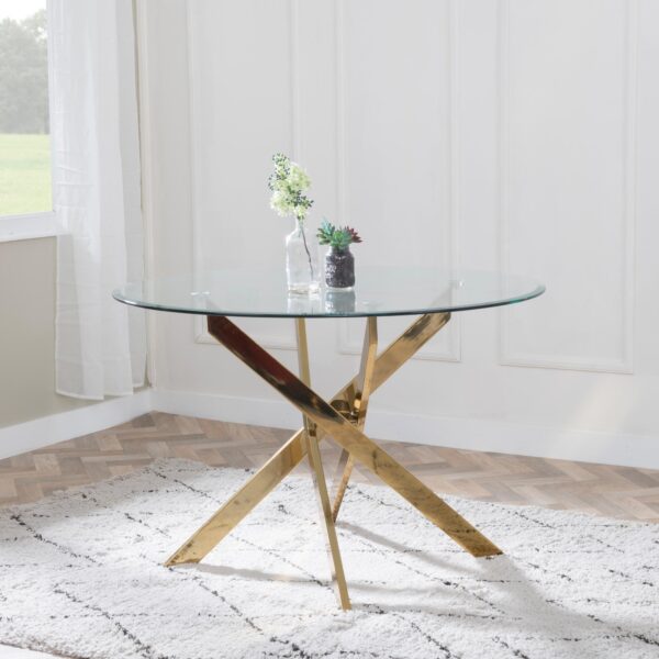 Sutton 110cm Gold Round Dining Table - Top Options Available - Image 4