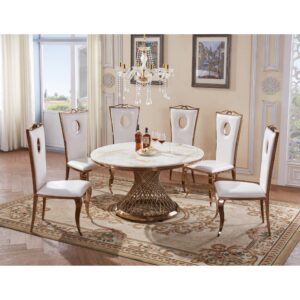 Pescara Marble Dining Table And 6 Pescara Chair Set